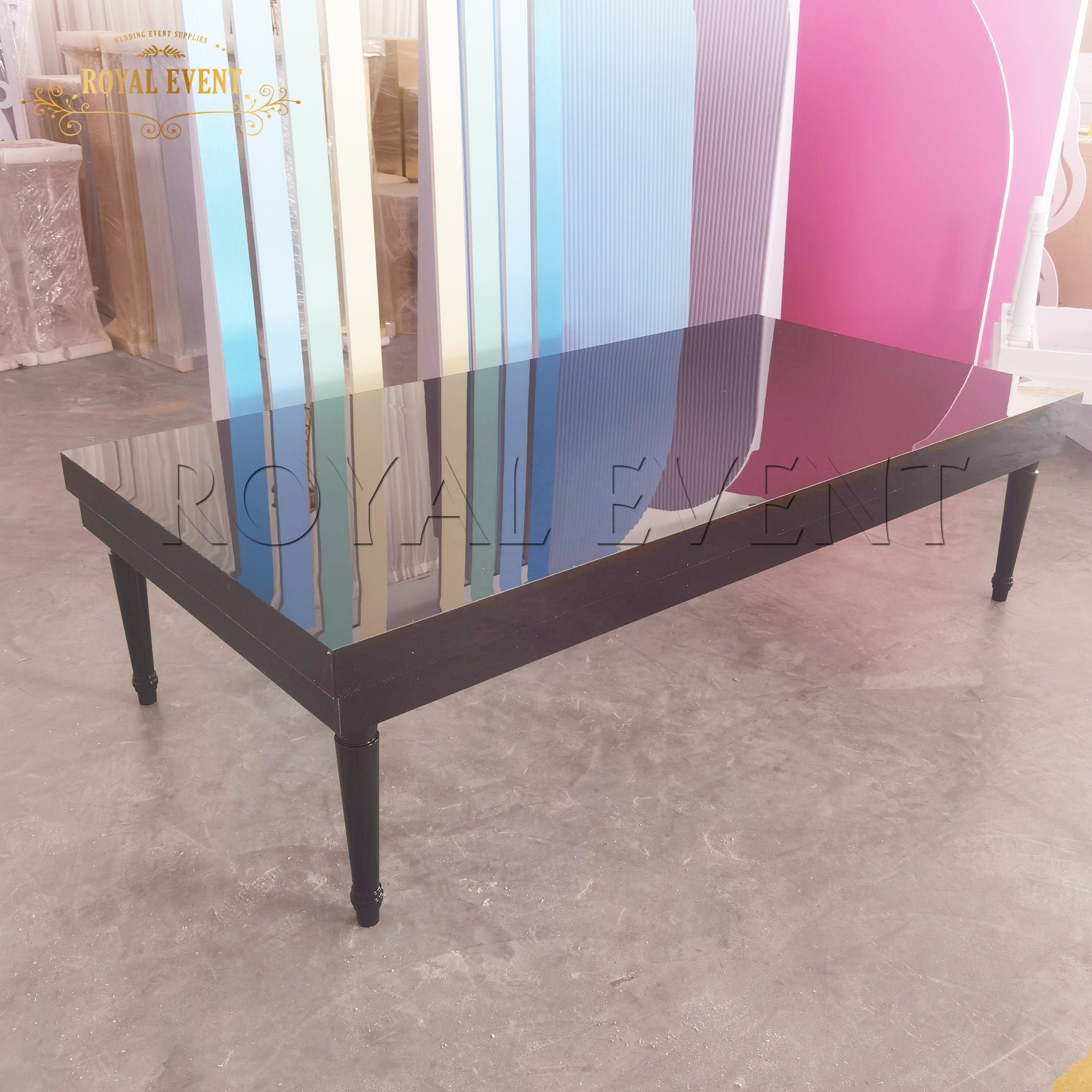 Modern Children Furniture Rectangular Black Acrylic Children Dining Table Kids Party Table And Chairs For Events