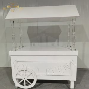 Customized Party Decorations White Acrylic Flower Candy Carts With Wheels For Sale