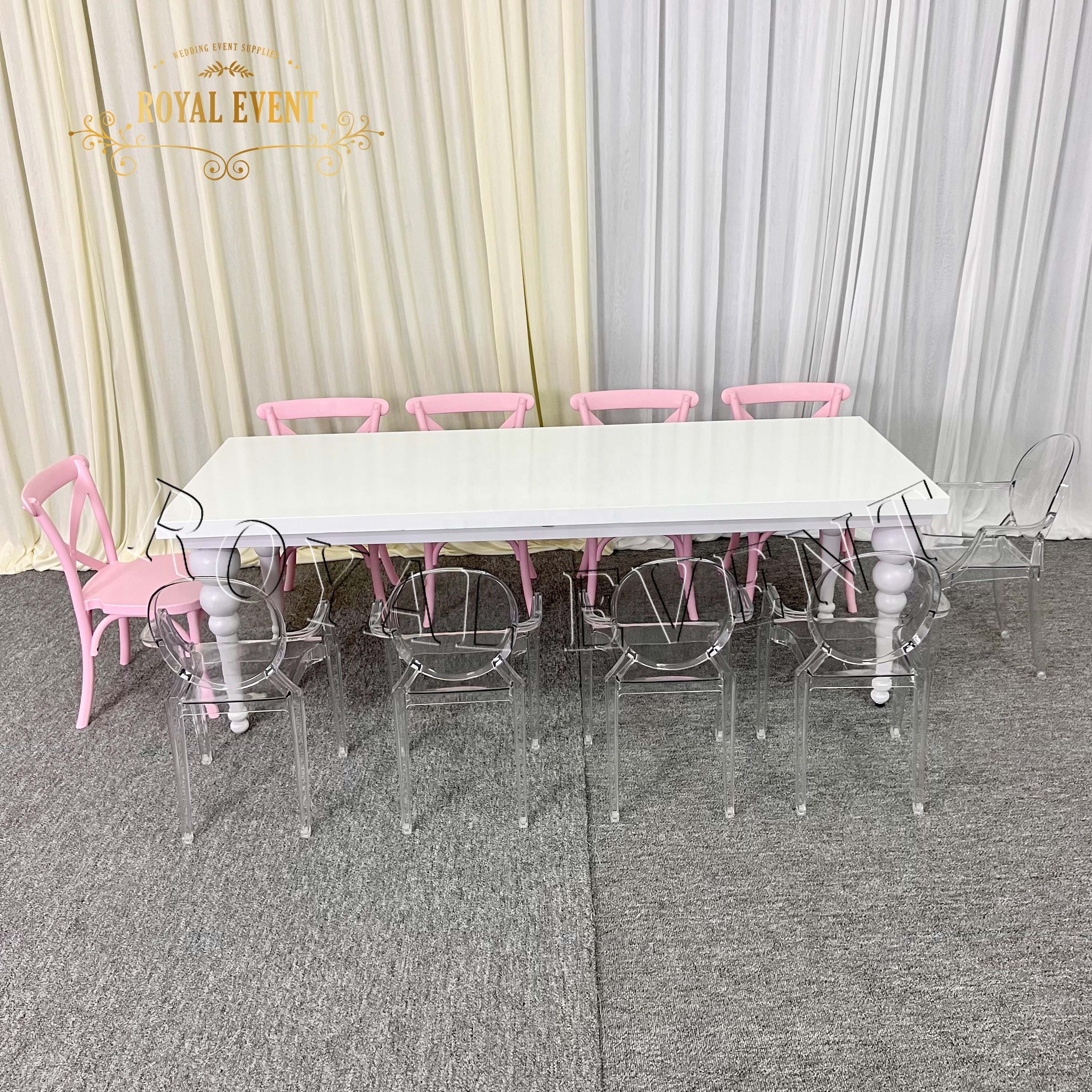 Hot Sale Mini Kids Event Furniture Stainless Steel Children Table And Chair Sets Party Dining Table For Sale