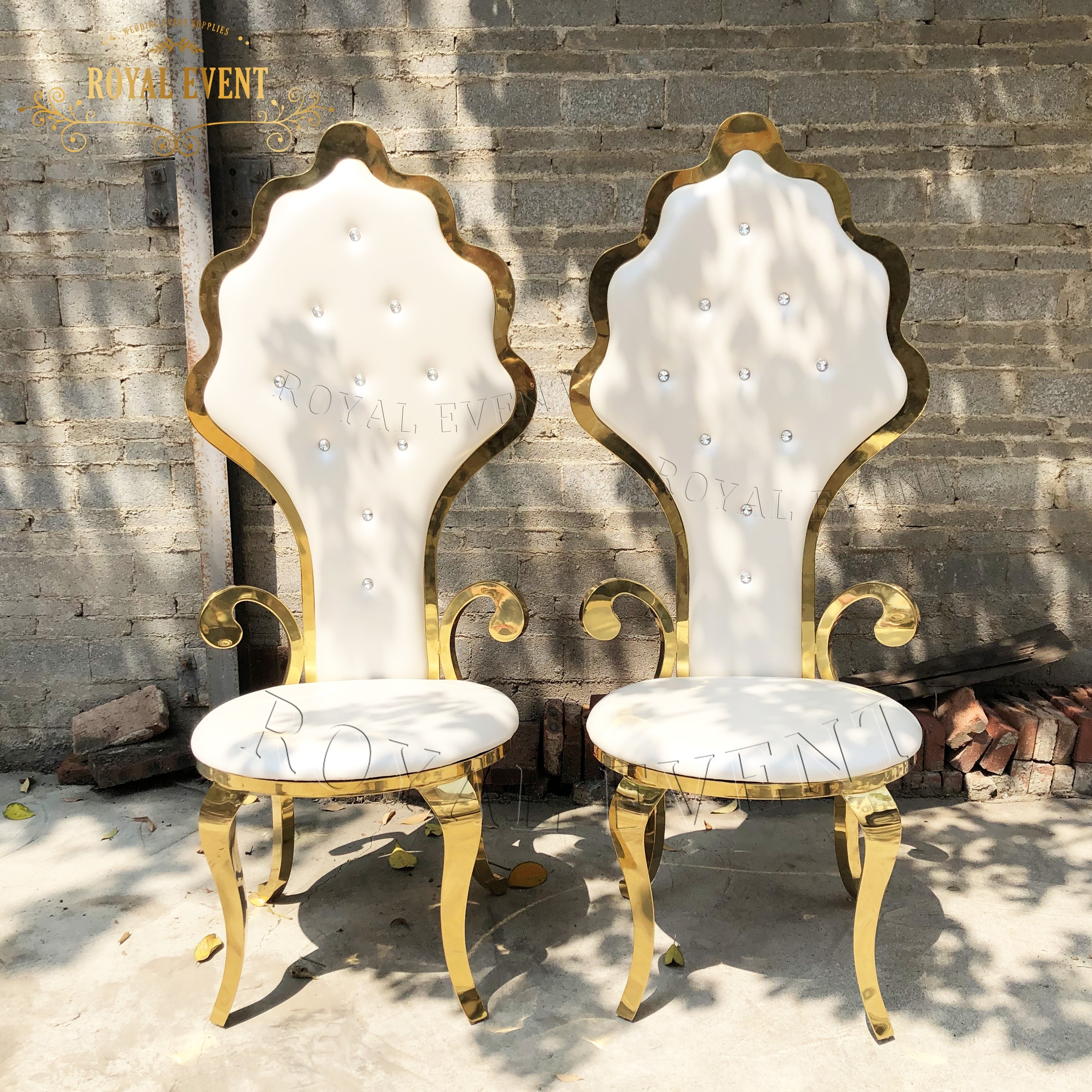 Foshan Factory Sale Gold Stainless Steel Birdcage Wedding Chair High Back King Throne Chairs