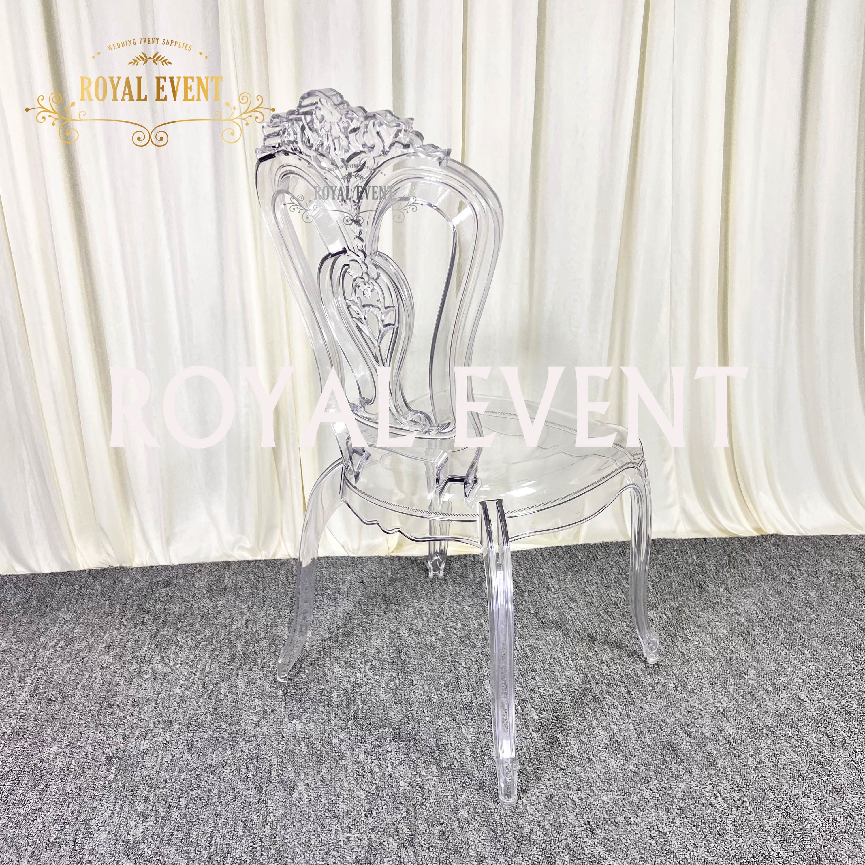 Hotel furniture crown resin chair cheap price clear wedding dining chairs for party events