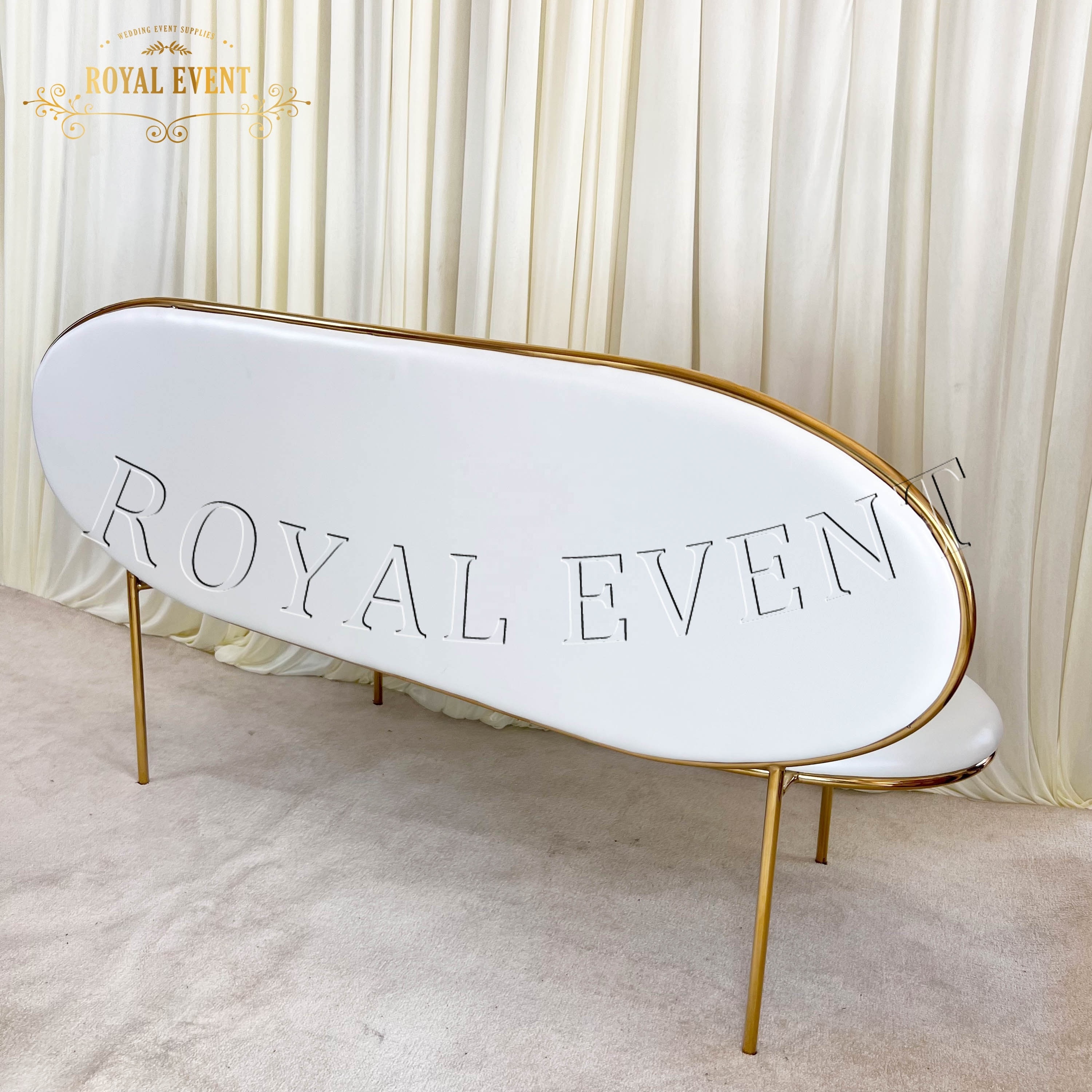 Royal Wedding Furniture Double Egg Oval Chaise Sofa Stainless Steel Golden Wedding Sofa For Bride And Groom