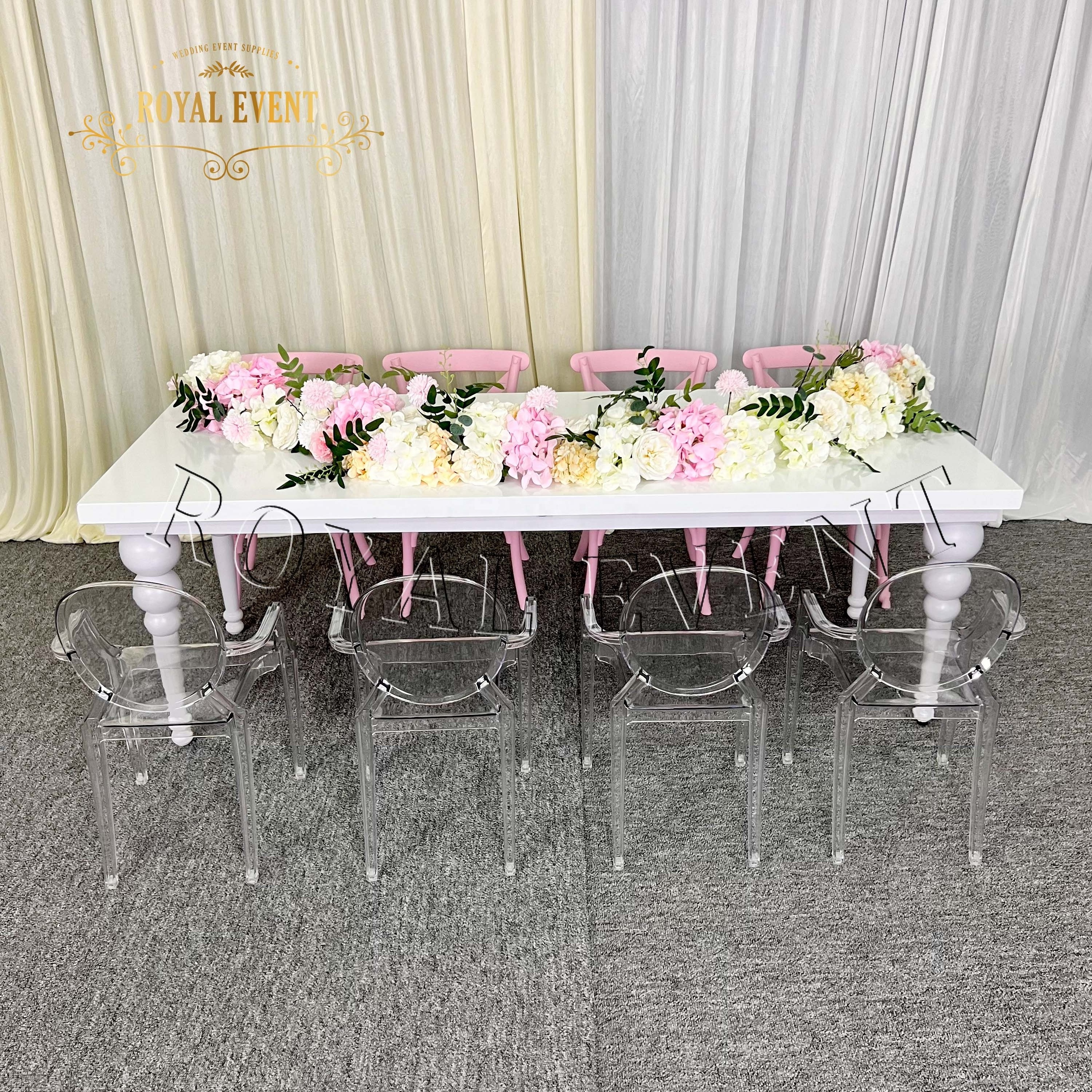 Hot Sale Mini Kids Event Furniture Stainless Steel Children Table And Chair Sets Party Dining Table For Sale