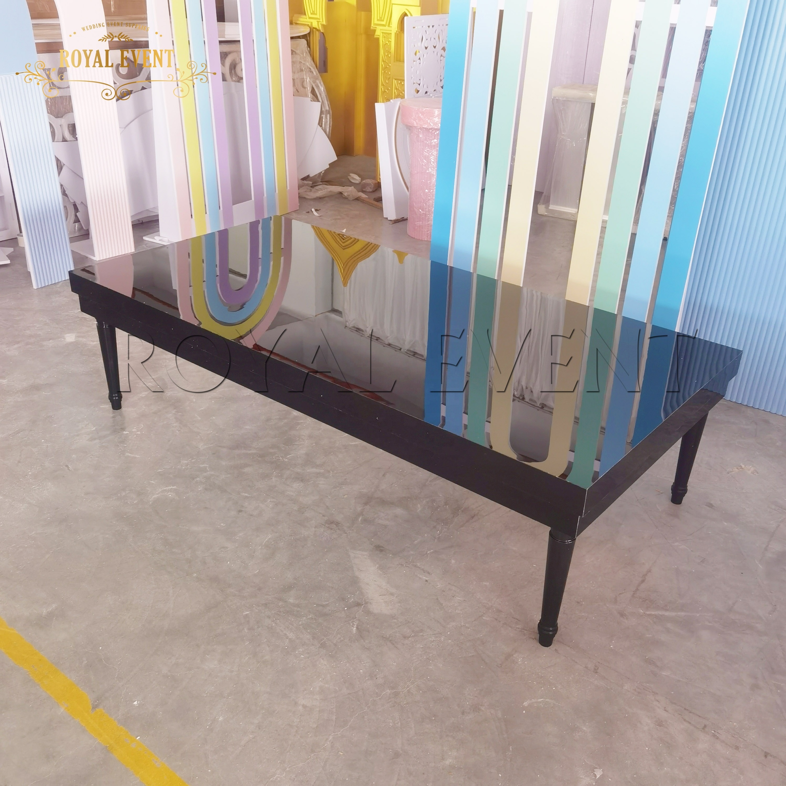 Modern Children Furniture Rectangular Black Acrylic Children Dining Table Kids Party Table And Chairs For Events