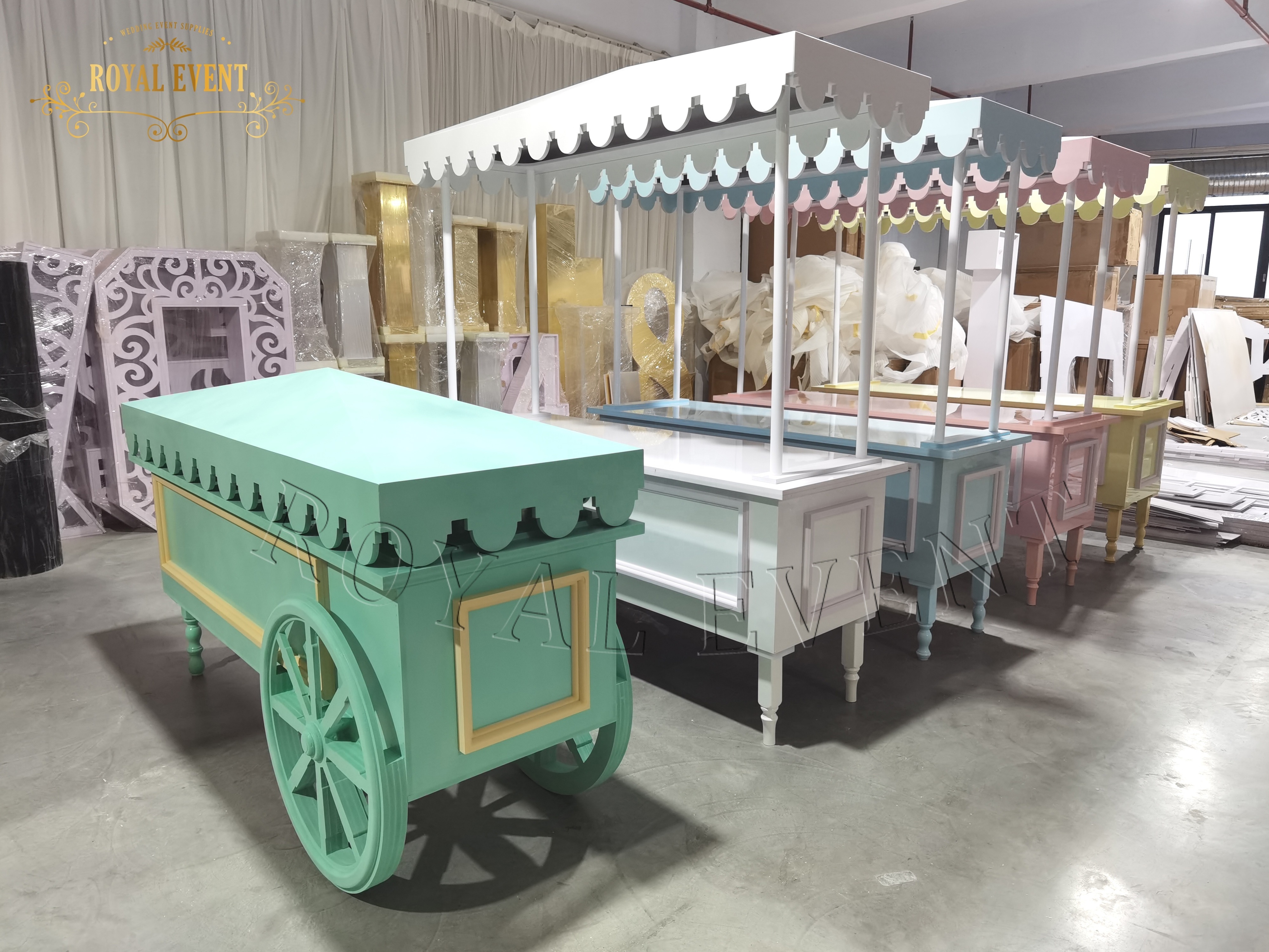 Wedding Party Decoration Candy Flower Cart, Acrylic Trolley Candy Carts Display For Babyshower