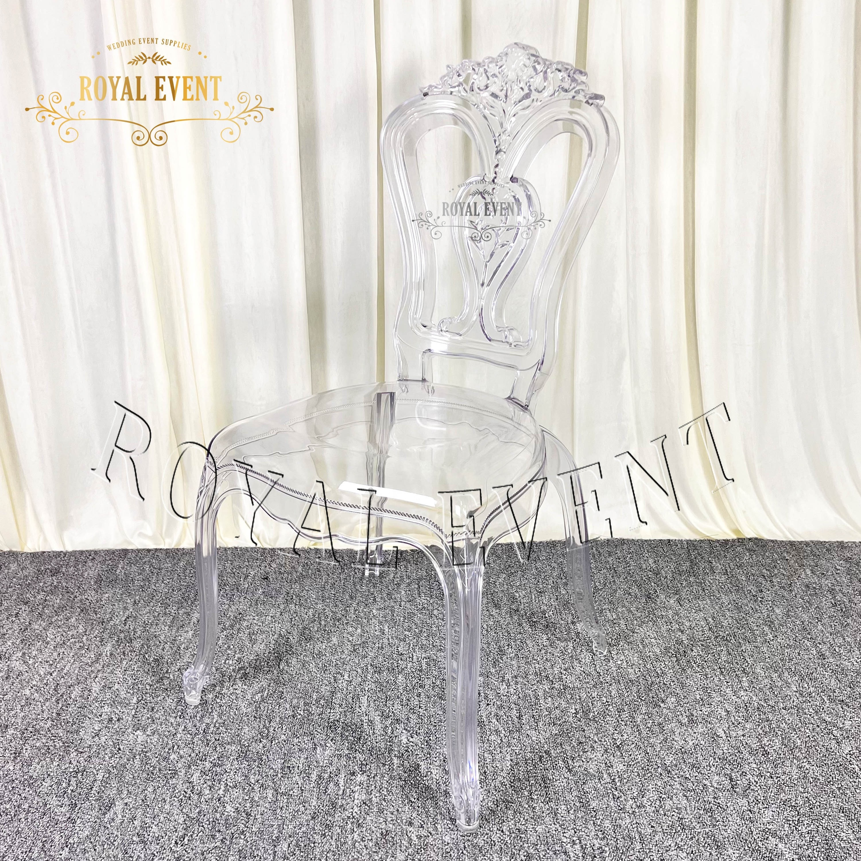 Hotel furniture crown resin chair cheap price clear wedding dining chairs for party events