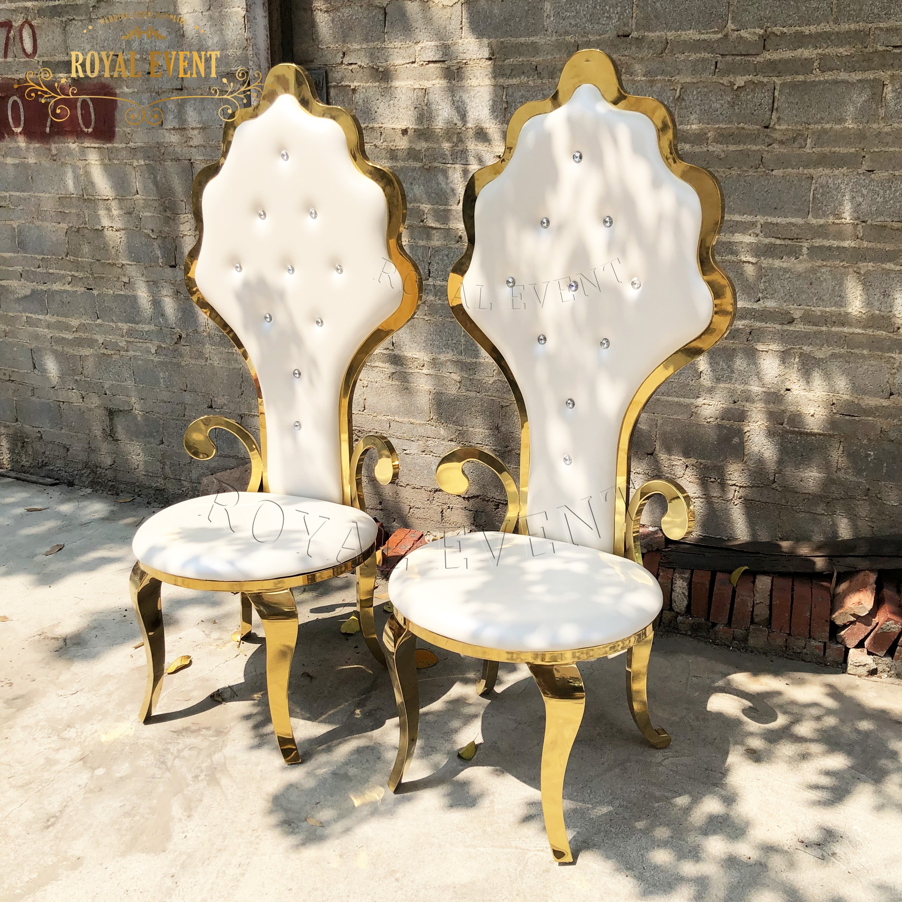 Foshan Factory Sale Gold Stainless Steel Birdcage Wedding Chair High Back King Throne Chairs