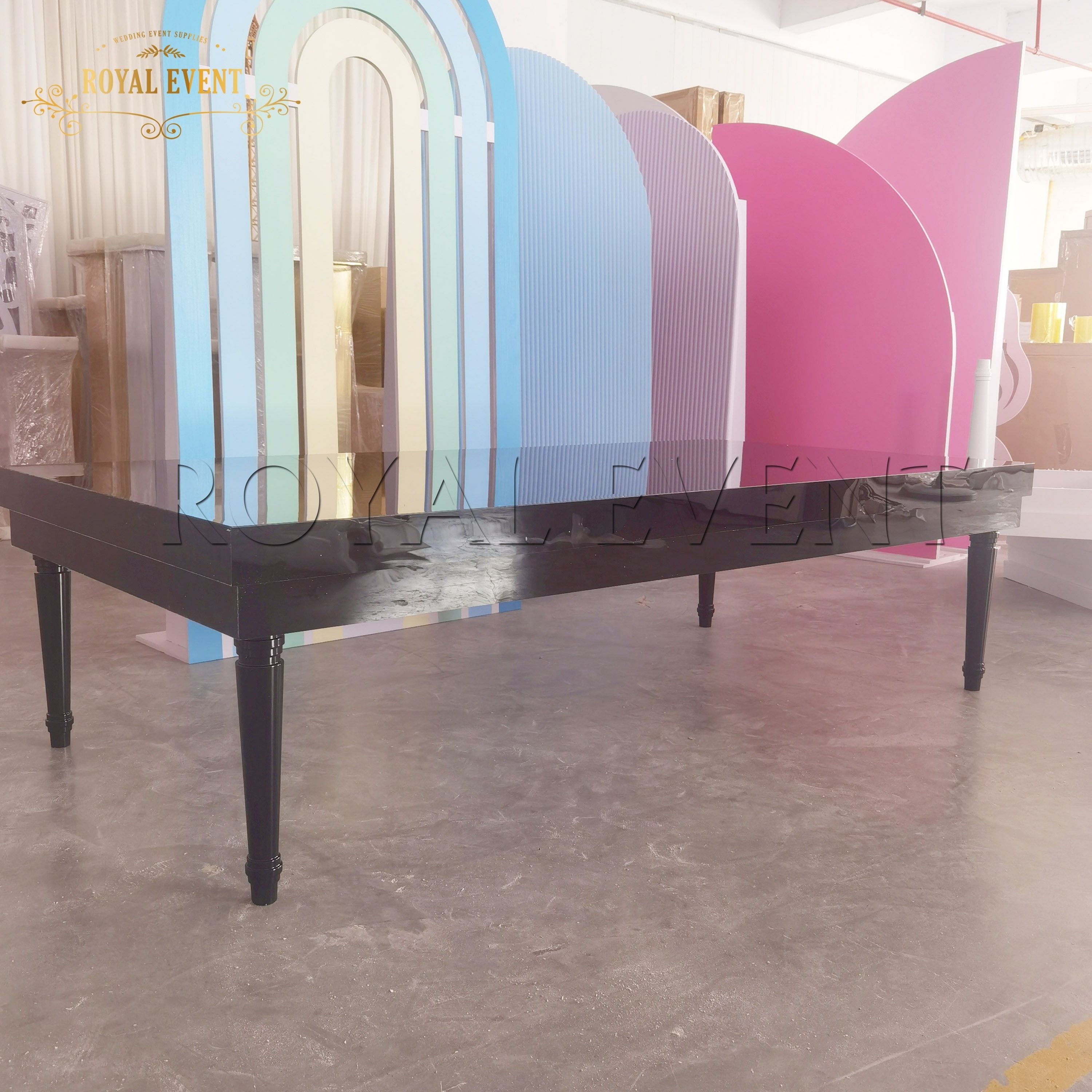 Modern Children Furniture Rectangular Black Acrylic Children Dining Table Kids Party Table And Chairs For Events