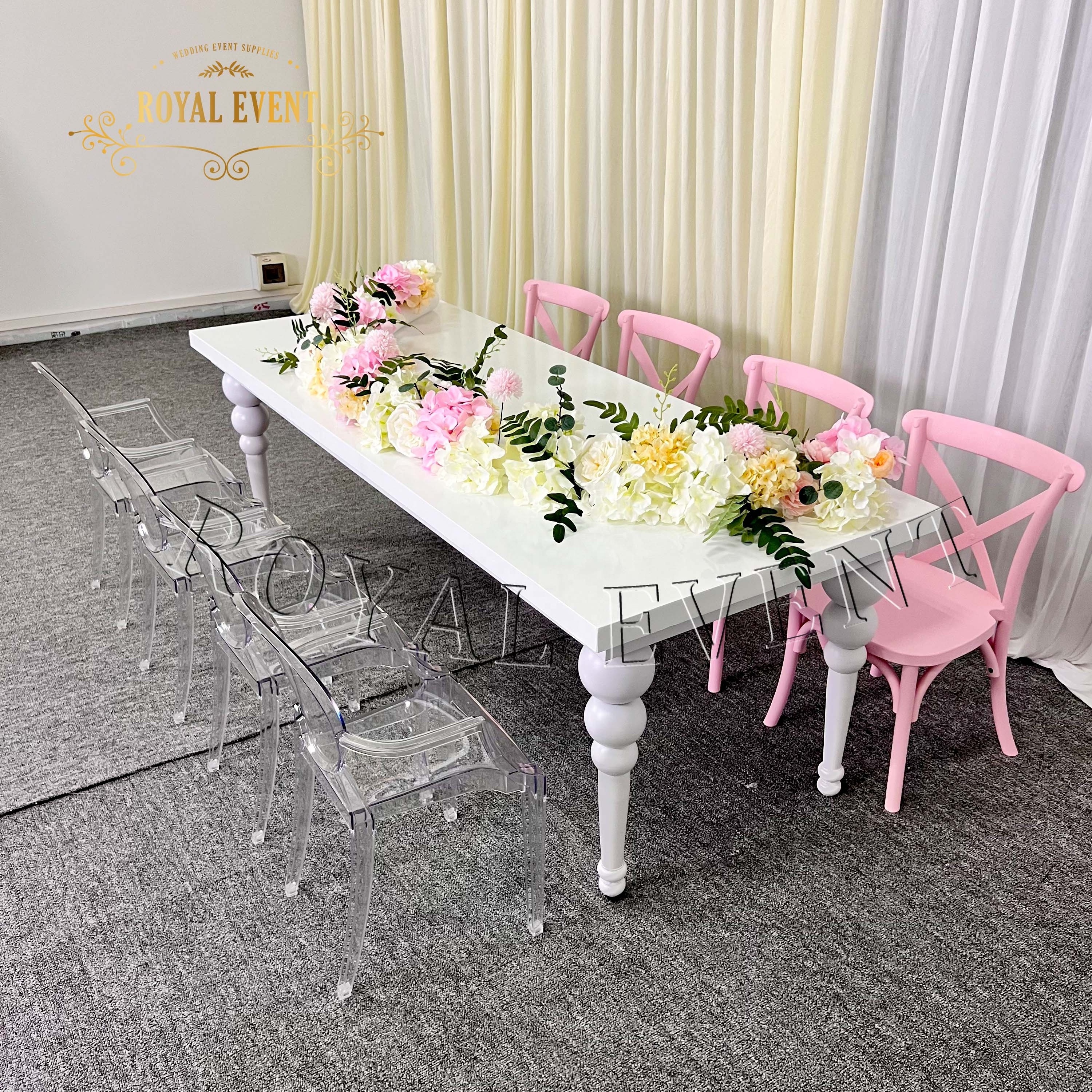 Hot Sale Mini Kids Event Furniture Stainless Steel Children Table And Chair Sets Party Dining Table For Sale