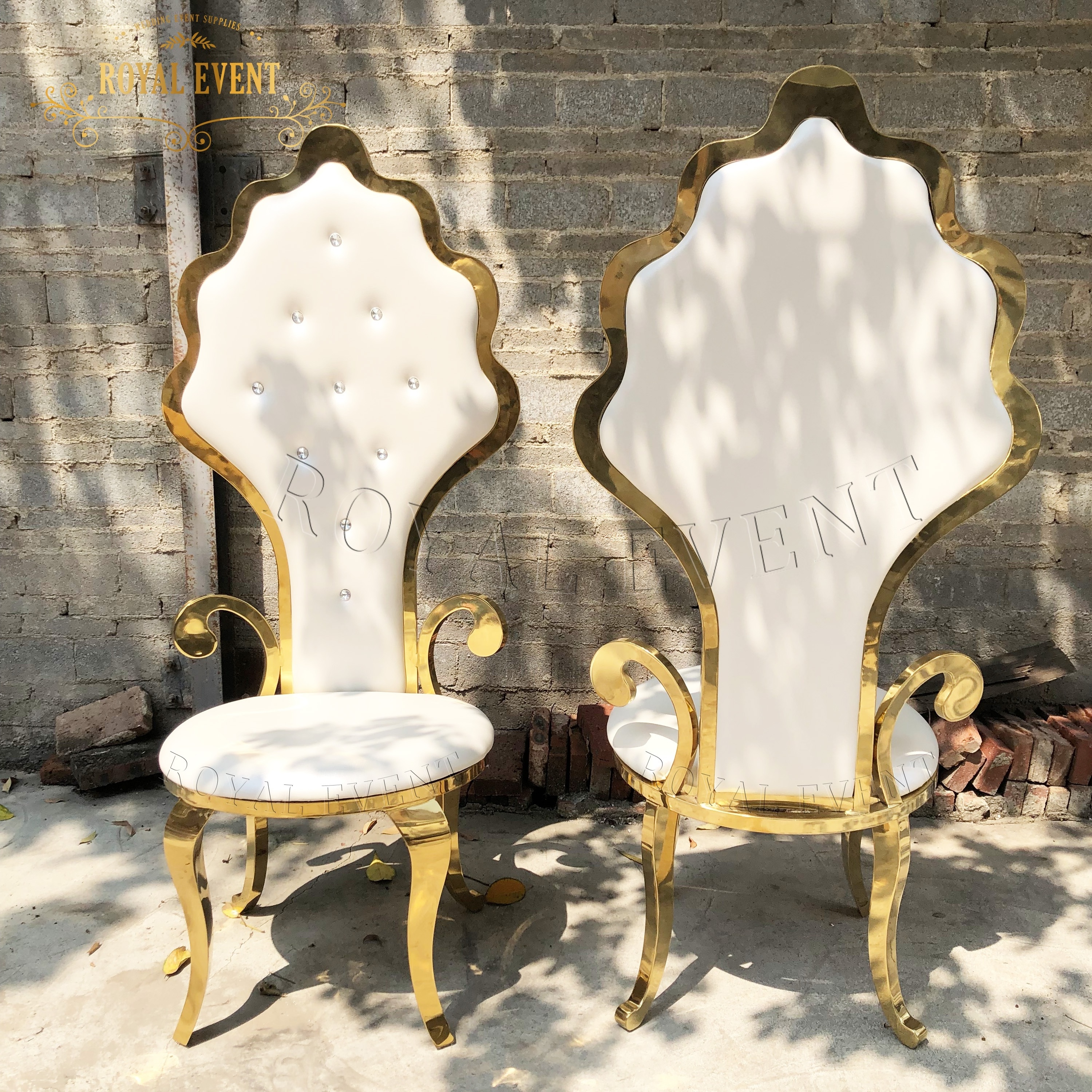 Foshan Factory Sale Gold Stainless Steel Birdcage Wedding Chair High Back King Throne Chairs