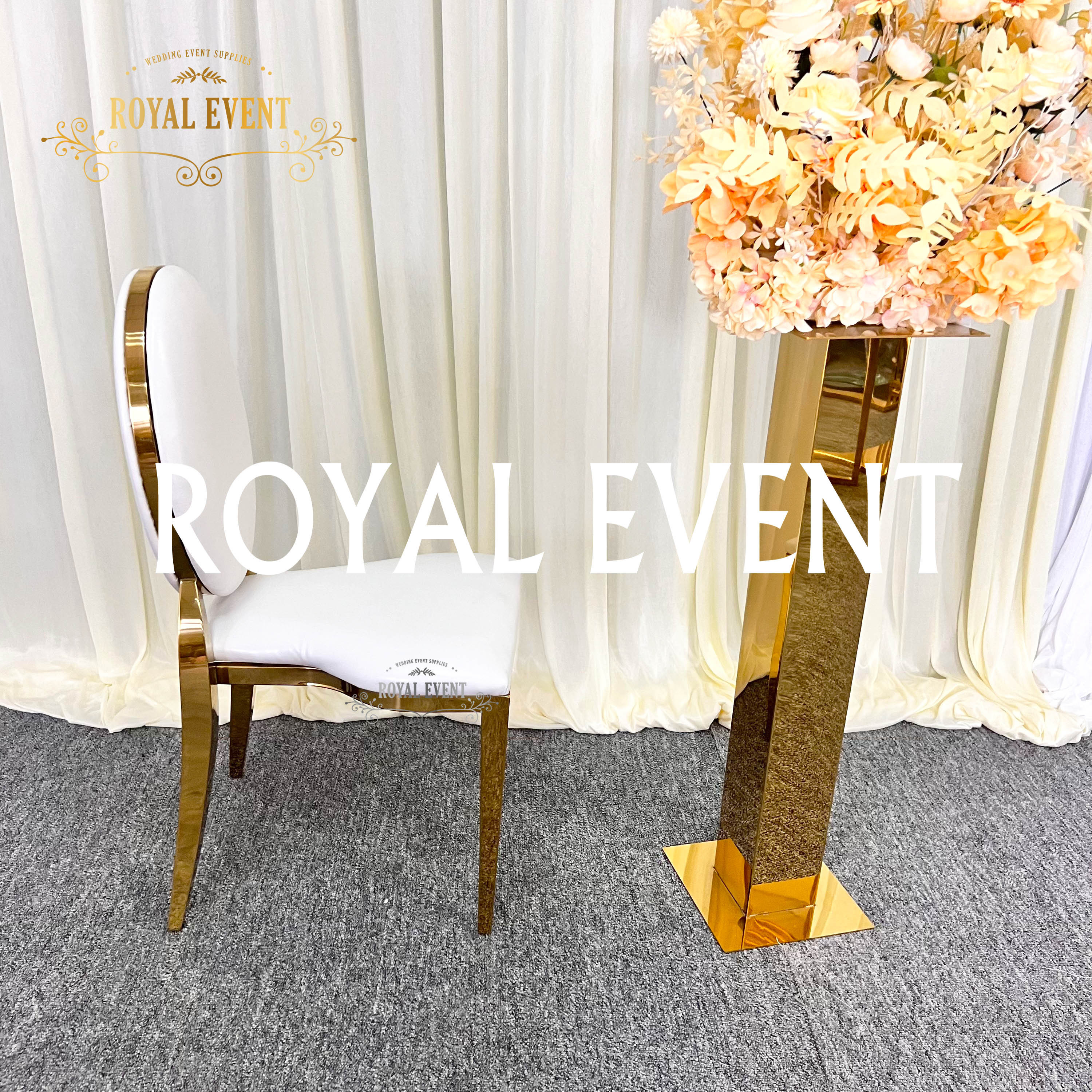 Modern Stackable Event Party Bridal chair Stainless Steel PU Cushion Chairs Gold Wedding Chair For Rental