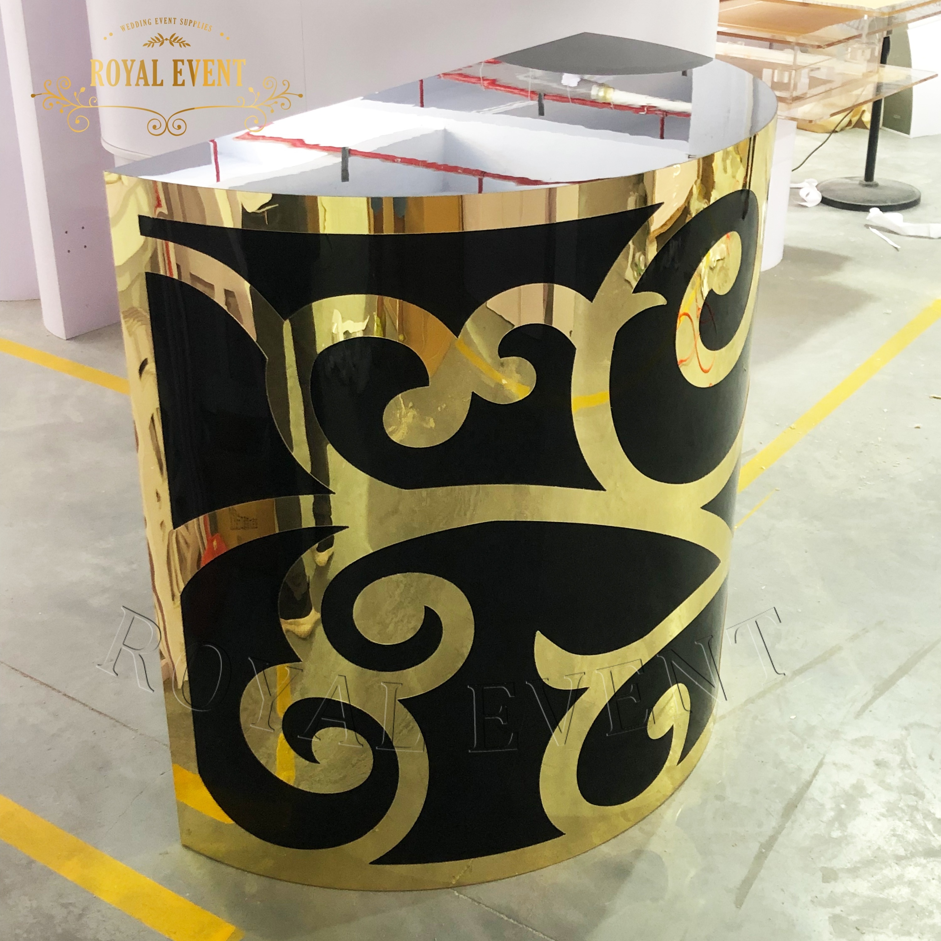 Bar Counter Restaurant Luxury Design Black Half Round Mobile Bar Counter For Wedding Reception