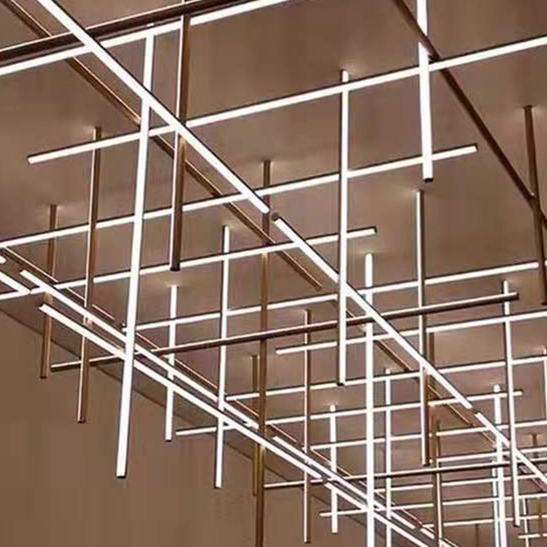 Customized Designer Style Home Decoration OEM ODM Linear Ceiling Lamp Fixtures Square Round Tube LED Chandelier Pendant Lighting