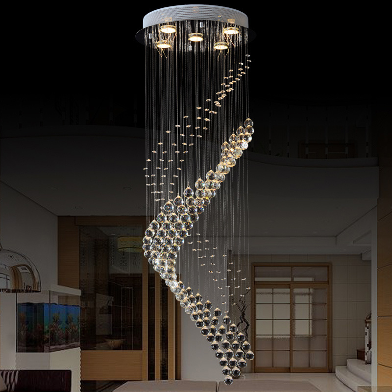 Home Hotel Entry Living Room Big Lighting Hanging Modern Pendant Lamp Stainless Steel Modern K9 Crystal Chandelier