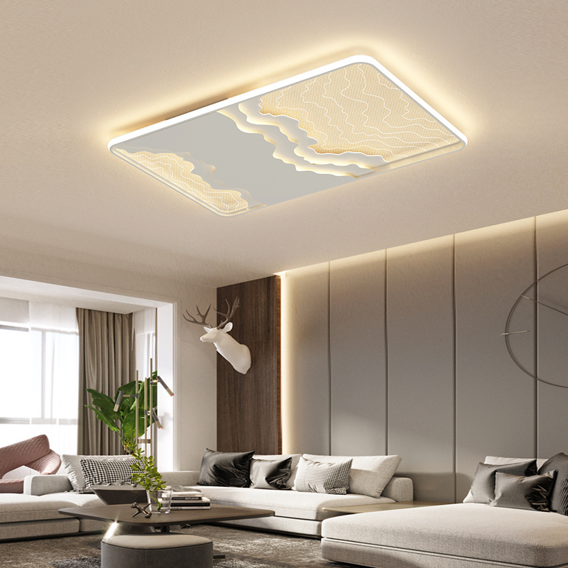 Wholesale Price Fancy New Design Gold Rectangle Home Modern Lighting  Fixtures Indoor Flush Mount Restaurant Led Ceiling Light