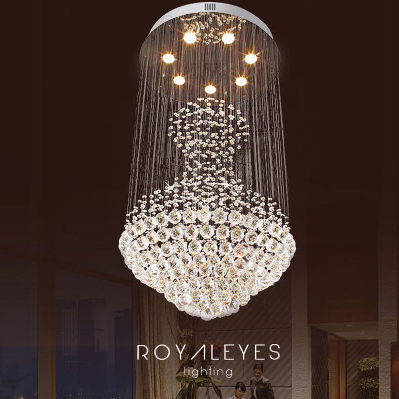 Modern Chandelier Duplex Building Stairwell Lamp Villa Loft Lamp Simple And Creative Nordic Spin Long Crystal Chandelier Lustre