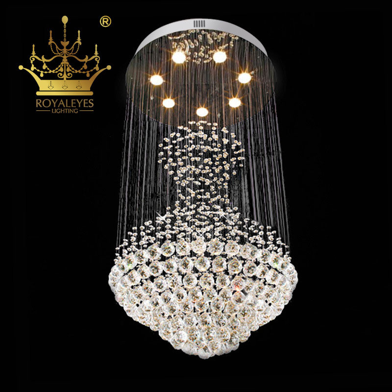 Modern Chandelier Duplex Building Stairwell Lamp Villa Loft Lamp Simple And Creative Nordic Spin Long Crystal Chandelier Lustre