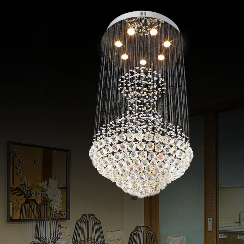 Modern Chandelier Duplex Building Stairwell Lamp Villa Loft Lamp Simple And Creative Nordic Spin Long Crystal Chandelier Lustre