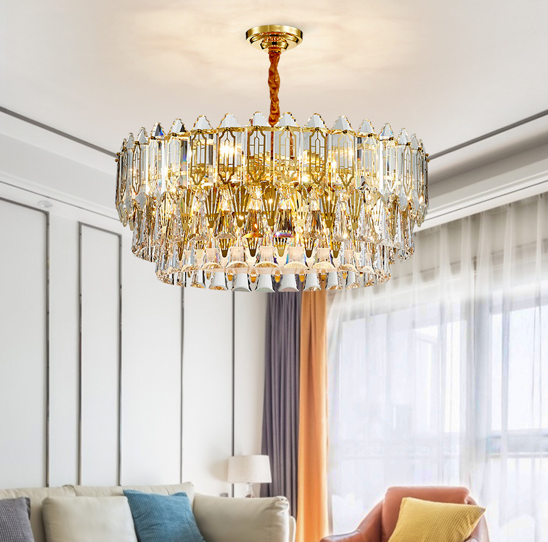 Chain Luxury Home Decorative Lighting Fixtures Modern Round Pendant Light Long Crystal Unique Water Drop Crystal Chandelier