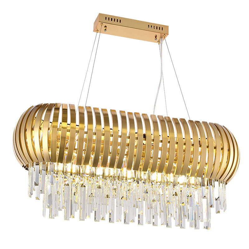 Contemporary cheap stainless steel chain pendant lights K9 crystal chandeliers LED modern gold for home