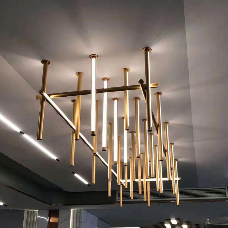 Customized Designer Style Home Decoration OEM ODM Linear Ceiling Lamp Fixtures Square Round Tube LED Chandelier Pendant Lighting