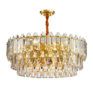 Chain Luxury Home Decorative Lighting Fixtures Modern Round Pendant Light Long Crystal Unique Water Drop Crystal Chandelier