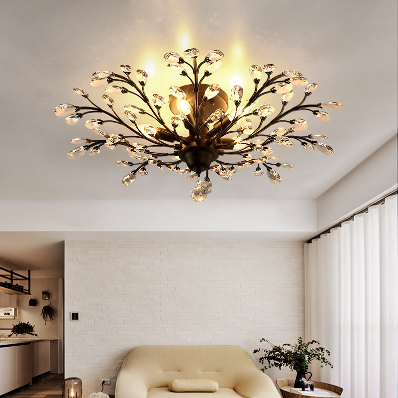 Black Gold Modern Luxury Crystal Pendant Light Fixture For Home Hotel Light Fitting Luster In Zhongshan