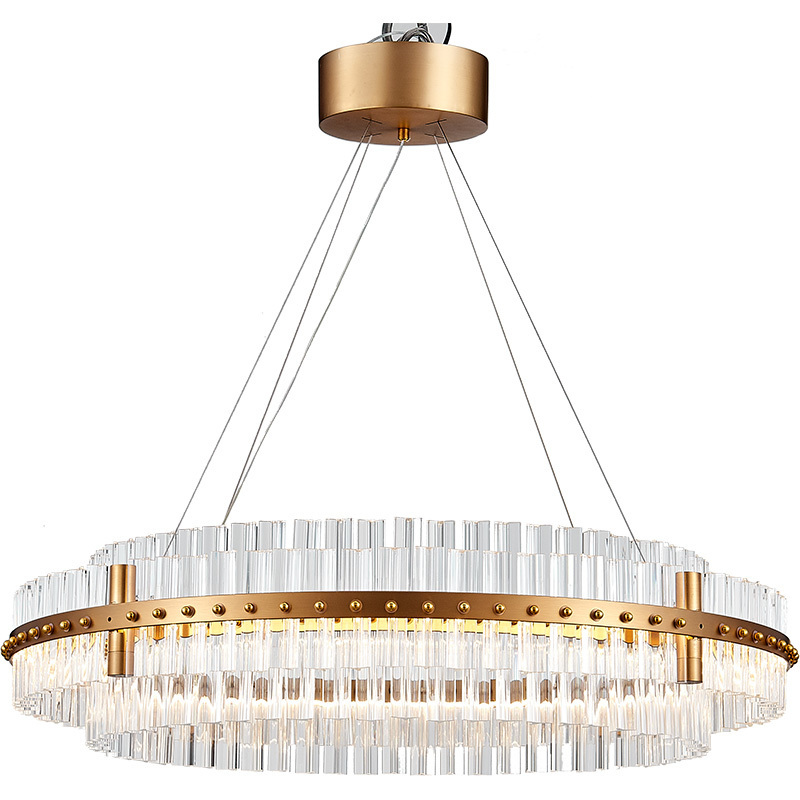 Wholesale modern big decorative crystal living room pendant lighting fixture LED stainless steel chandelier chain