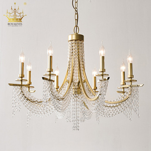 Adjustable height luxurious candle wedding crystal chandeliers pendant lights with crystal pendants for crafts