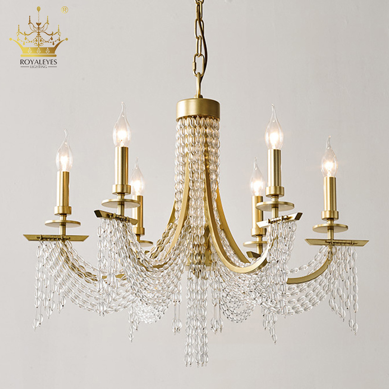 Adjustable height luxurious candle wedding crystal chandeliers pendant lights with crystal pendants for crafts