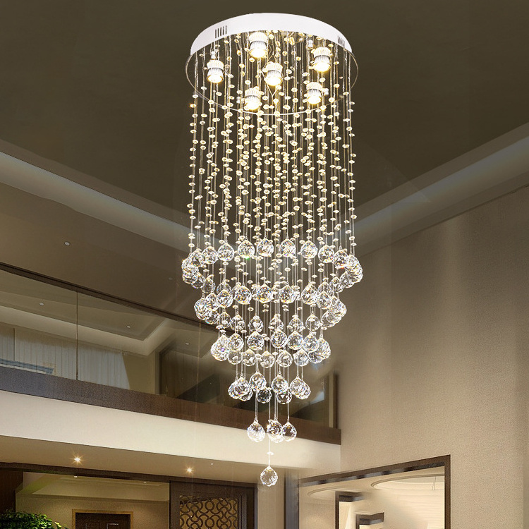 Long Spiral Staircase Chandelier Light For High Ceiling Chandeliers Pendant Living Room Entryway LED Hanging Lamp Hall Stairs