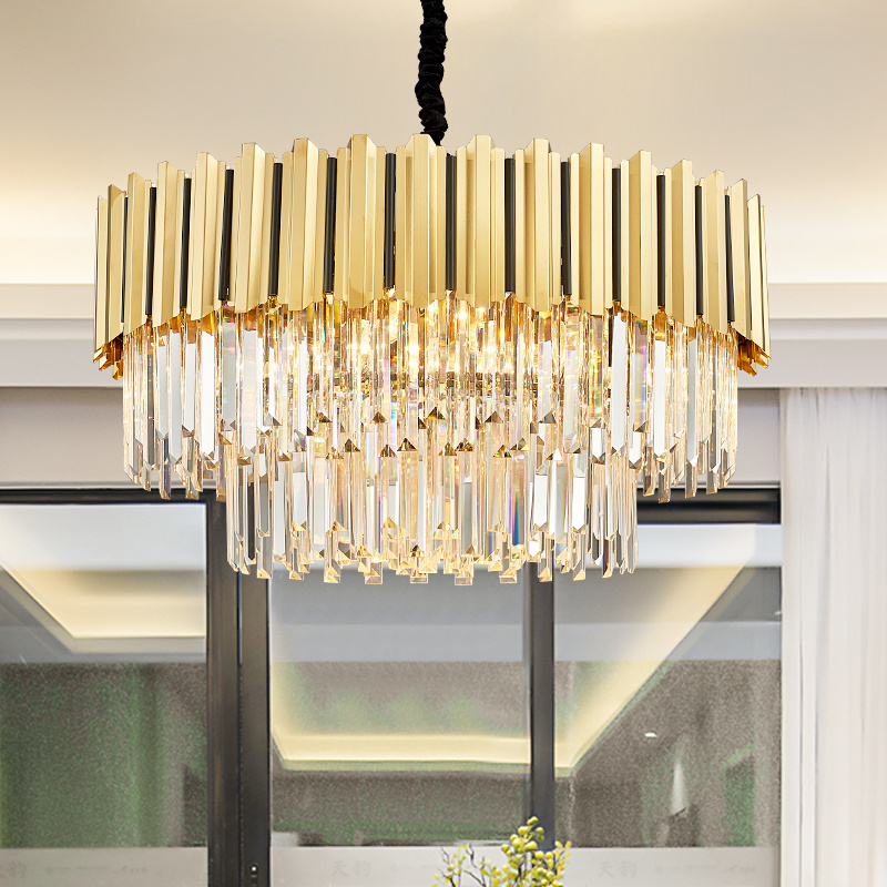 Modern Home Decoration Luxurious Golden Round Ceiling Mounted Iron Art Chandelier For Low Ceiling Chandelier