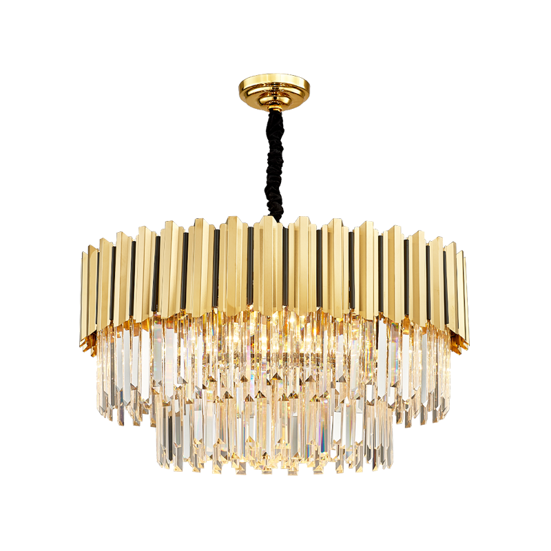 Wholesale Stainless Steel Customization Modern Gold Ceiling Lamp Crystal Chandelier For Living Room Height Adjustable