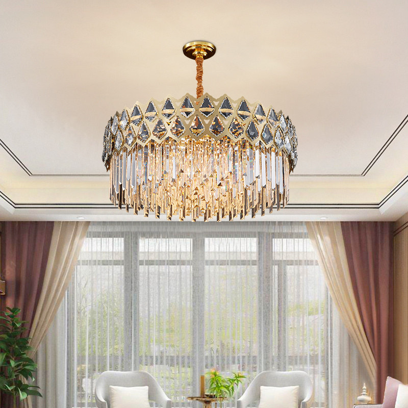 New Hotel Nordic Foyer Led Lighting Fixtures Home Decor Chain Pendant Lights Luxury Large Gold K9 Crystal Chandeliers