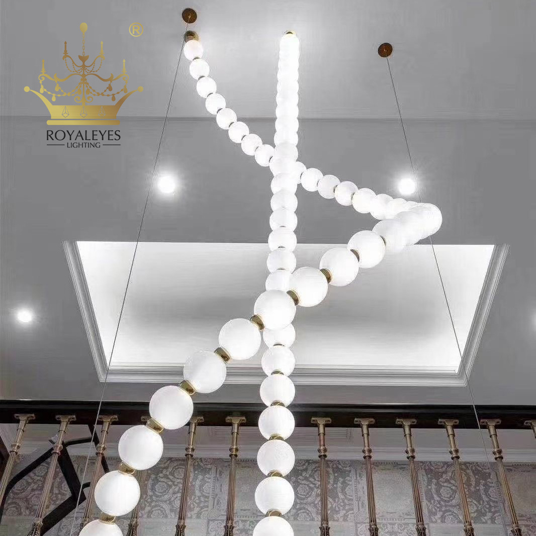 Postmodern Loft Glass Ball Pendant Lamp Creative Necklace Design Restaurant Hall Led Lights Decor Suspension Light Fixtures