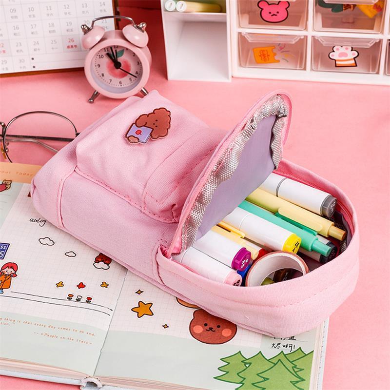 Cotton Cute Cartoon Printing 3D Design Pencil Bag Pencil Case for Kids for Students School Supplies OEM Silicon Pink Pencil Bag