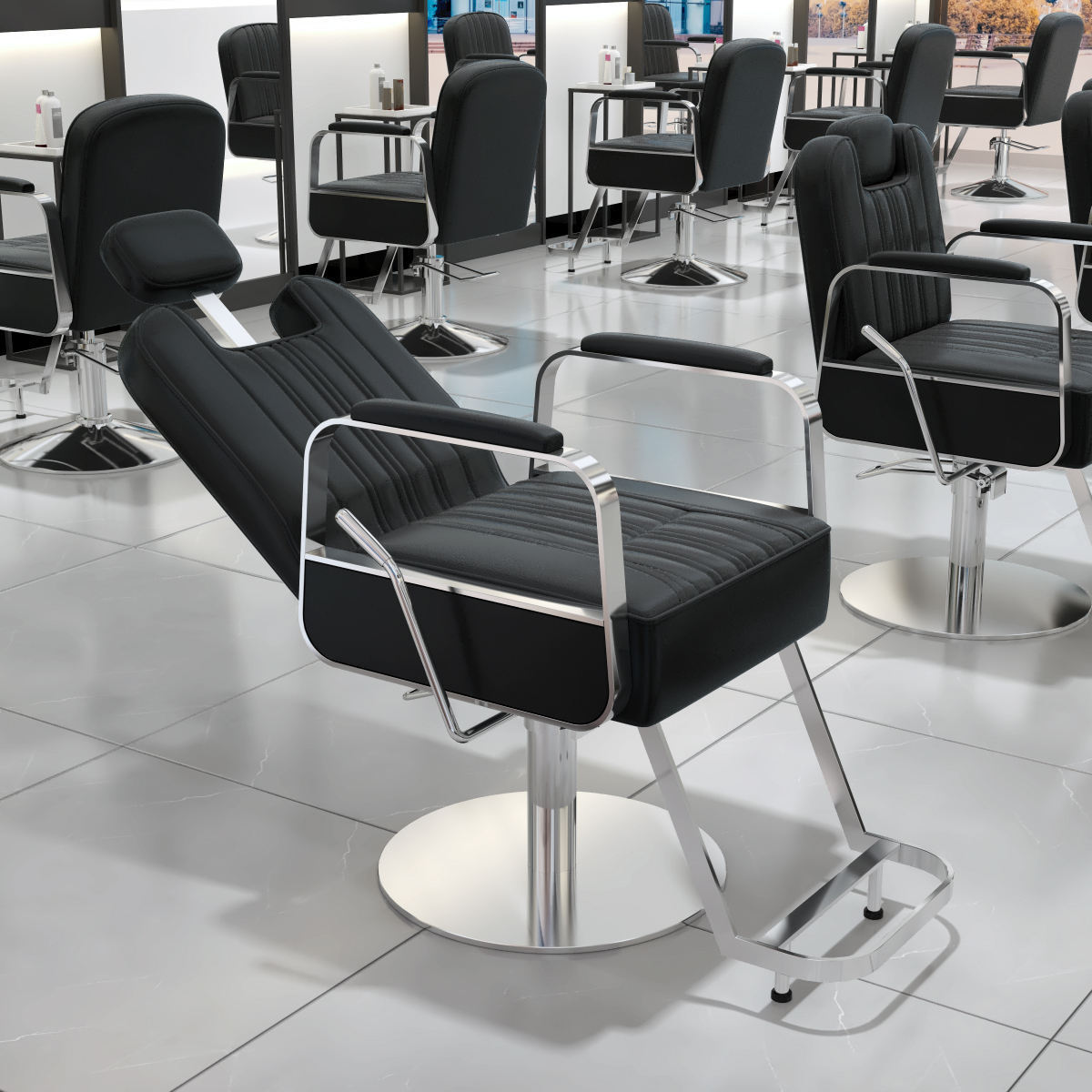 Professional Barber Chair Reclineing Hairdressing Equipment Hair Chair Black Salon Barber Chair Parts