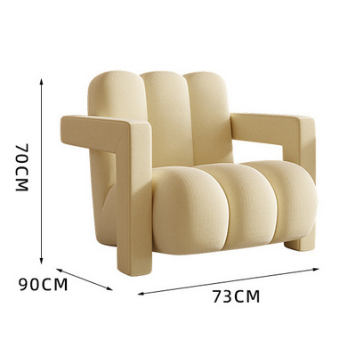 Lamb Wool Accent Modern Upholstered Single Lounge Armchairs Comfy Teddy Fur Accent Chair for Living Room Bedroom