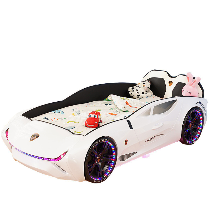 New Design King Full Size Racing Kids Bed Children Bedroom Furniture ABS Plastic Sport Race Car Bed with Light