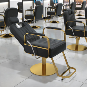 Professional Barber Chair Reclineing Hairdressing Equipment Hair Chair Black Salon Barber Chair Parts