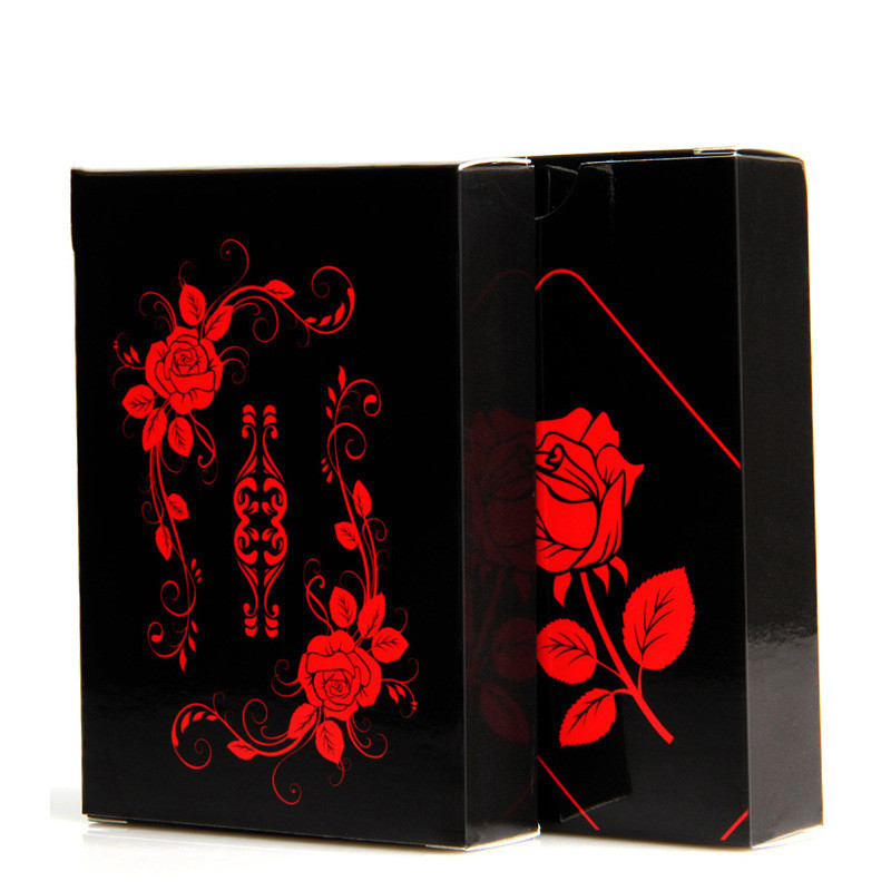 Factory Price Rose Black Plastic Playing Cards Waterproof Poker Custom Logo With Print Poker Card