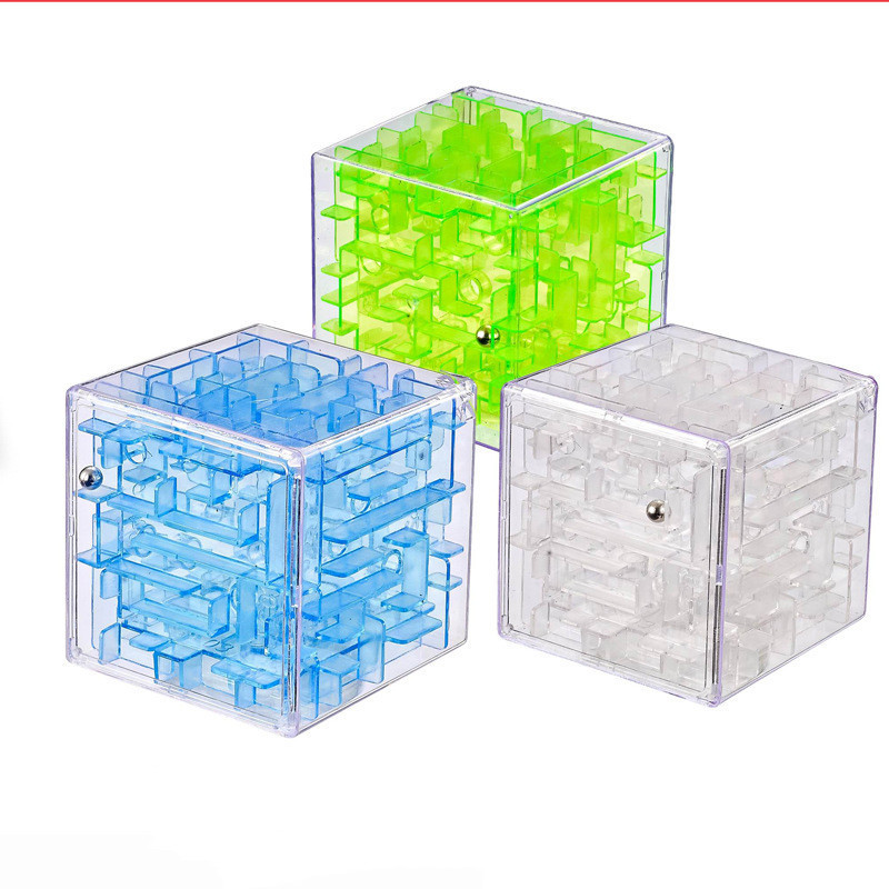 New Arrival Multi-colored Maze Game 6 Side Cube With Ball 3D Puzzle Maze Save Money Pot