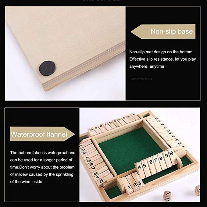 Fast shipping promotional gifts Ready to ship 8.8in wooden board game shut the box for kids and adults