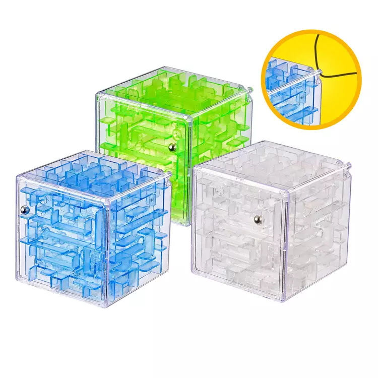 New Arrival Multi-colored Maze Game 6 Side Cube With Ball 3D Puzzle Maze Save Money Pot