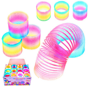 Color box customized 24 pcs/set Color&shape assortment Neon Plastic Magic spring toy Rainbow Spring Toy