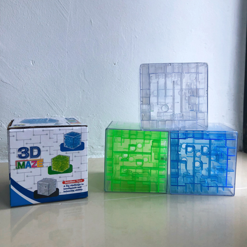 New Arrival Multi-colored Maze Game 6 Side Cube With Ball 3D Puzzle Maze Save Money Pot