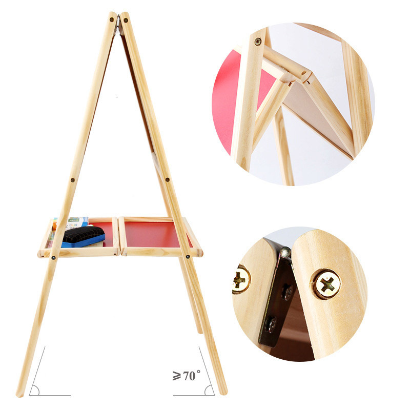 2 In 1 adjustable Double Side Child Standing magnetic Art Wooden Drawing Board