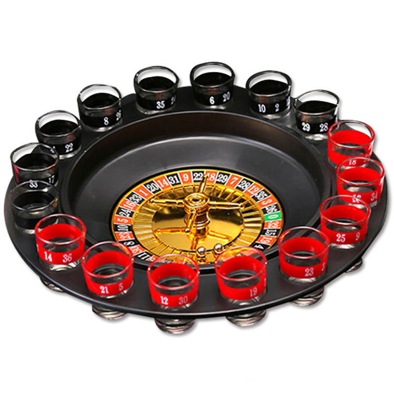 Bar Pary Games Adult Russian Turntable Roulette machine Spin the Wheel Shot Drinking Game Set with 16 cup for adult 2-8 people