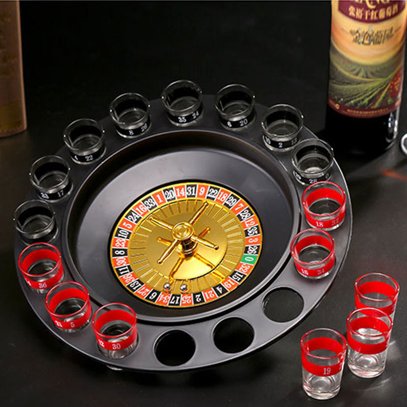 Bar Pary Games Adult Russian Turntable Roulette machine Spin the Wheel Shot Drinking Game Set with 16 cup for adult 2-8 people