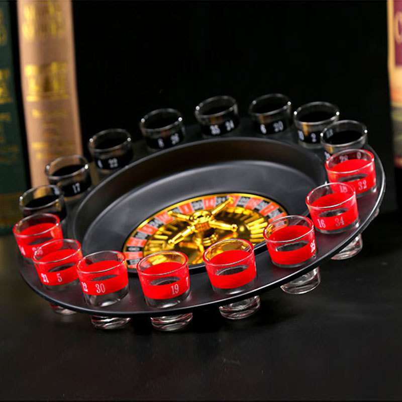 Bar Pary Games Adult Russian Turntable Roulette machine Spin the Wheel Shot Drinking Game Set with 16 cup for adult 2-8 people